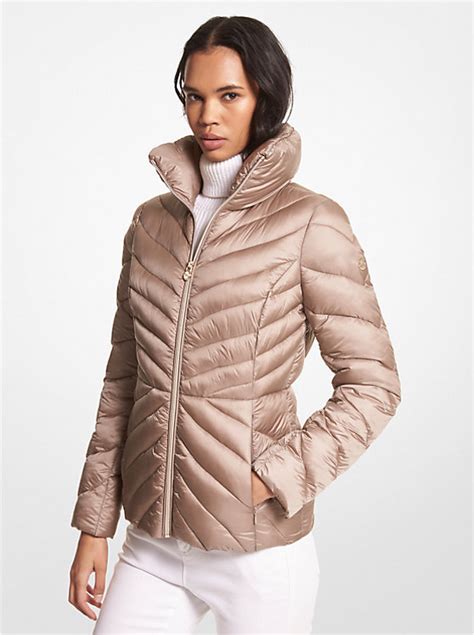 michael kors packable hooded quilted down jacket|Michael Kors reversible puffer jacket.